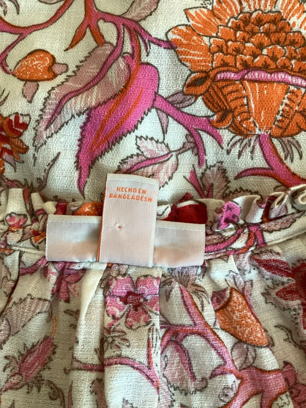 Knox Rose Floral Paisley Peasant Blouse Size L Pink Red Orange Boho Tunic Top - Picture 8 of 9